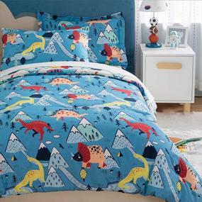 img 4 attached to 🦖 Enhanced SEO: Bedsure Twin Bedding Sets for Boys—Dinosaur Bedding, 5-Pc Bed in a Bag—Easy Care Super Soft Comforter and Sheets Set (Blue, Twin)