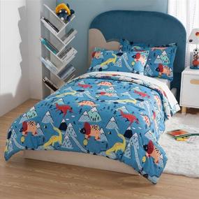 img 1 attached to 🦖 Enhanced SEO: Bedsure Twin Bedding Sets for Boys—Dinosaur Bedding, 5-Pc Bed in a Bag—Easy Care Super Soft Comforter and Sheets Set (Blue, Twin)