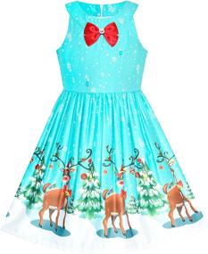 img 4 attached to Stylish Girls Dress for 🎄 Christmas: Santa Turquoise Girls' Clothing Collection