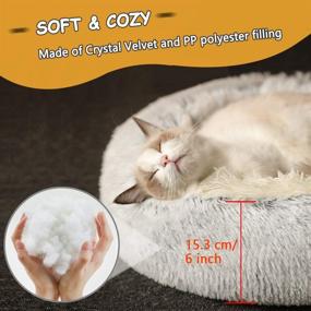 img 2 attached to 🐾 Cozy Round Donut Pet Bed: Perfect for Cats & Small Dogs, Hooded Cave Design, Ultra-Soft Plush, Waterproof Bottom for Ultimate Comfort & Improved Sleep