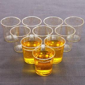 img 1 attached to ✨ WELLIFE 200 Count Gold Glitter Plastic Shot Glasses, 1 Ounce Disposable Party Cups, Premium Hard Plastic Shot Cups, Perfect Mini Container for Whisky and Food Sampling