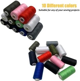 img 3 attached to 12-Pc Polyester Sewing Thread Assortment Bundle - 6000 Yards in Total, 500 Yards per Cone, 10 Colors - Ideal for Hand & Machine Sewing