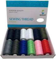 12-pc polyester sewing thread assortment bundle - 6000 yards in total, 500 yards per cone, 10 colors - ideal for hand & machine sewing logo