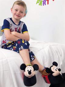 img 1 attached to Mickey Mouse Toddler Boys Plush 3D Head Sock Top Slippers by Disney