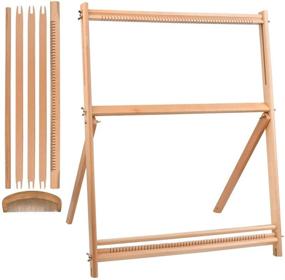 img 4 attached to 🧵 QLOUNI 23.6" x 18.5" Weaving Loom with Stand - Wooden Multi-Craft Arts & Crafts Loom - Extra-Large Frame for Creative Weaving - Beginner's Weaving Frame Loom with Stand