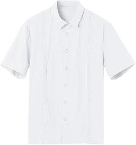 img 1 attached to 👔 Regular Fit Button Down Guayabera Shirts with Sleeves