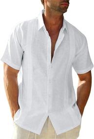 img 4 attached to 👔 Regular Fit Button Down Guayabera Shirts with Sleeves