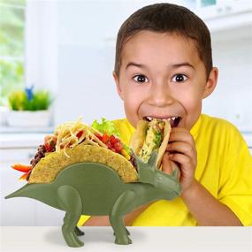 img 3 attached to 🌮 Funwares Dinosaur Taco Stand - TriceraTaco Holder, 2 Taco Capacity, Green