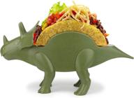 🌮 funwares dinosaur taco stand - tricerataco holder, 2 taco capacity, green logo