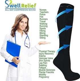 img 1 attached to 🧦 Comfortable & Supportive White Compression Socks - 4 Pairs, Large/X-Large Size, 15-20 mmHg Graduated Compression for Therapeutic Relief, Occupational Use, Travel & Flight - Unisex