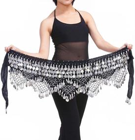 img 4 attached to 💃 Saymequeen Belly Dance Waist Chain Hip Scarf Skirt Belt with 320 Coins