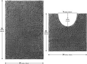 img 2 attached to SERISSA Мягкие ванные коврики 2-х предметные сеты ковриков для ванны с абсорбирующими и невыскальзывающими ковриками + унитазный коврик в форме U - тёмно-серый