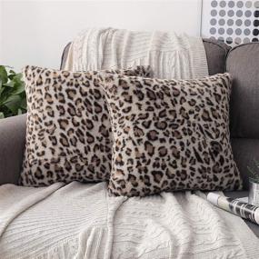 img 4 attached to Phantoscope Set of 2 Decorative Leopard Series Plush Fur Throw Pillow Case Cushion Cover Coffee 18x18 inches 45x45 cm - Enhanced SEO