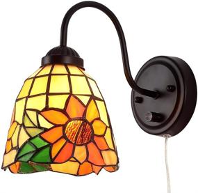 img 4 attached to 🛋️ Tiffany Bedside Wall Mount Lamp: Vintage Gooseneck Sconce with Dimmable Switch and Stained Glass Shade - Perfect for Bedroom, Living Room, and Hotel