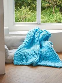 img 4 attached to Blanket Knitted Weighted Blanket Boho Decor（48