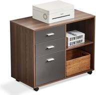 🗄️ williamspace office file cabinet with drawer & shelves, printer stand with storage cabinet, lateral filing cabinets on wheels/scanner, home office file cabinet on wheels (walnut + dark grey) logo