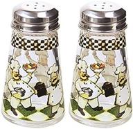 multicolor chefs hand-painted salt and pepper shaker set by grant howard, tapered design logo