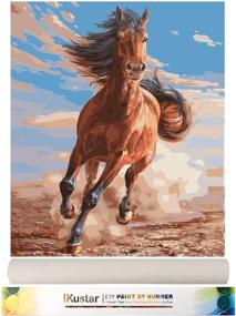 img 3 attached to 🐎 iKustar Running Horse Paint by Numbers Kit - DIY Acrylic Painting on Canvas for Kids & Adults Beginners - 16" x 20" Dimensions