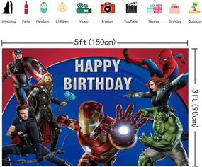 img 3 attached to 🎉 GCH A-vengers Party Supplies Backdrop Superhero Theme Photography Background for Boys Baby Shower Birthday Cake Table Decorations 5x3FT