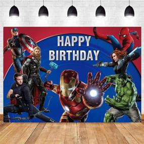 img 4 attached to 🎉 GCH A-vengers Party Supplies Backdrop Superhero Theme Photography Background for Boys Baby Shower Birthday Cake Table Decorations 5x3FT