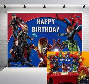 img 2 attached to 🎉 GCH A-vengers Party Supplies Backdrop Superhero Theme Photography Background for Boys Baby Shower Birthday Cake Table Decorations 5x3FT