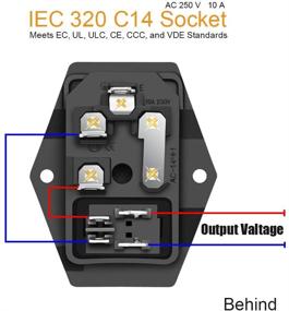 img 2 attached to 🔌 МУЖИ 3-пакетный Красная кнопка AC 250V 10A IEC 320 C14 Разъемная штекерная адаптерная вилка винтового крепления Черный разъемные вилки питания на панель монтажа 3 контакта Заглушка питания.