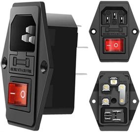 img 4 attached to 🔌 МУЖИ 3-пакетный Красная кнопка AC 250V 10A IEC 320 C14 Разъемная штекерная адаптерная вилка винтового крепления Черный разъемные вилки питания на панель монтажа 3 контакта Заглушка питания.