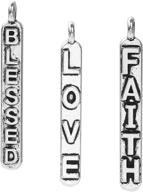 📿 bulk pack of 144 jgfinds blessed love faith message charms, silver tone - ideal for crafts and jewelry making (1 1/8" size, 48 of each) logo