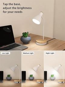 img 3 attached to 💡 White Metal Desk Lamp: Arc Touch Control Table Lamp with AC Outlet - 3 Way Dimmable for Bedroom, Nightstand, Study Room and Office