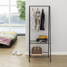 img 1 attached to 👕 JEROAL Clothing Garment Rack: Efficient Entryway Storage Shelf with 2-Tier Metal Shelving, Black