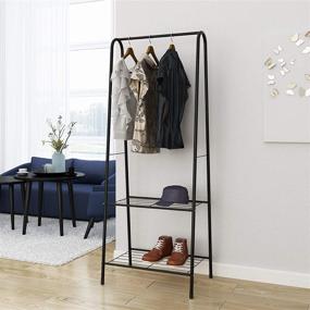 img 3 attached to 👕 JEROAL Clothing Garment Rack: Efficient Entryway Storage Shelf with 2-Tier Metal Shelving, Black