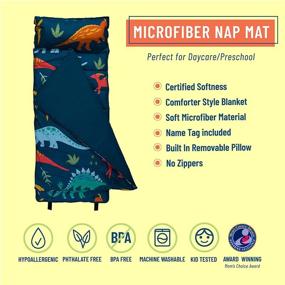 img 3 attached to Microfiber Nap Mat with Pillow for Toddler Boys and Girls | Ideal for Daycare and Preschool | BPA-Free | Olive Kids | Jurassic Dinosaurs