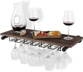 img 1 attached to 🍷 Stylish Rustic State Walnut Wine Rack with Stemware Holder: Wall Mounted Reclaimed Wood Floating Shelf