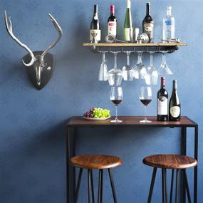 img 3 attached to 🍷 Stylish Rustic State Walnut Wine Rack with Stemware Holder: Wall Mounted Reclaimed Wood Floating Shelf