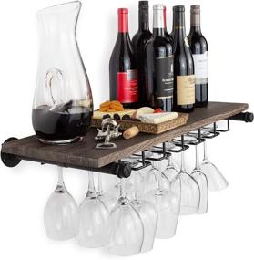 img 2 attached to 🍷 Stylish Rustic State Walnut Wine Rack with Stemware Holder: Wall Mounted Reclaimed Wood Floating Shelf