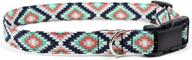 large black and turquoise aztec summer designer 🐶 cotton dog collar - adjustable handmade collars with fabric logo