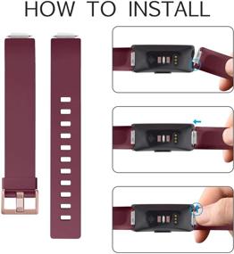 img 2 attached to 💃 Wanme 3-Pack Мягкие силиконовые спортивные браслеты для Fitbit Inspire HR, Inspire 2, Inspire и Ace 2 - Большой размер (розовое золото, вишневый, темно-синий) - замена ремешков для женщин и мужчин