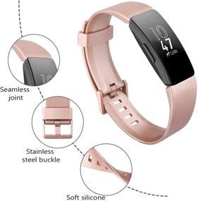 img 3 attached to 💃 Wanme 3-Pack Мягкие силиконовые спортивные браслеты для Fitbit Inspire HR, Inspire 2, Inspire и Ace 2 - Большой размер (розовое золото, вишневый, темно-синий) - замена ремешков для женщин и мужчин