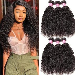 img 4 attached to 🌟 Ali Julia Brazilian Virgin Curly Hair Weave - 8A Grade 100% Unprocessed Human Hair Extensions, 1 Bundle Natural Color, 95-100g/pc, 22-inch Length