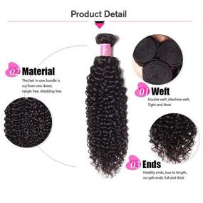 img 3 attached to 🌟 Ali Julia Brazilian Virgin Curly Hair Weave - 8A Grade 100% Unprocessed Human Hair Extensions, 1 Bundle Natural Color, 95-100g/pc, 22-inch Length