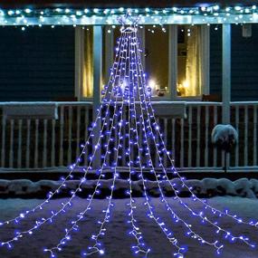 img 3 attached to 🎄 416 LED Star String Lights - Outdoor Christmas Decorations with 8 Modes, 12" Lighted Topper Star, Remote Control - ideal for Seasonal Garden, Patio, Party Decor - Blue