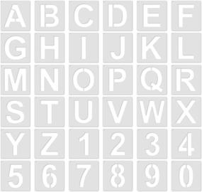 img 4 attached to 4-дюймовые наборы шаблонов для букв из 36 частей для рисования - деревянные алфавиты для горения - многоразовые шаблоны из пластика для цифр - капитальные шаблоны для каллиграфии и набора букв на холсте, для изготовления открыток.