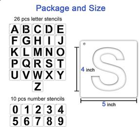 img 3 attached to 4-дюймовые наборы шаблонов для букв из 36 частей для рисования - деревянные алфавиты для горения - многоразовые шаблоны из пластика для цифр - капитальные шаблоны для каллиграфии и набора букв на холсте, для изготовления открыток.