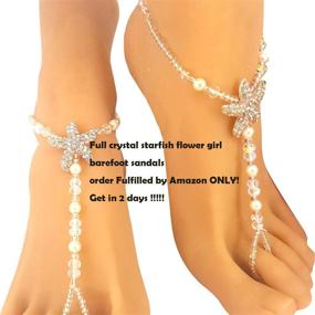 img 2 attached to ✨ Сверкающие босоножки с кристаллической звездой: идеальное рейнстоун браслет для цветочных девочек на пляжных свадьбах.