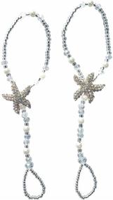 img 4 attached to ✨ Сверкающие босоножки с кристаллической звездой: идеальное рейнстоун браслет для цветочных девочек на пляжных свадьбах.