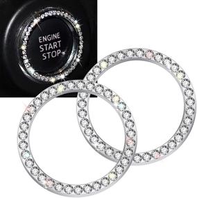 img 4 attached to 💎 Bling Car Crystal Rhinestone Ring Emblem Sticker - Glamorous Car Interior Decor, Fashionable Car Accessories for Women - Enhances Push-to-Start Button, Key Ignition Starter &amp; Knob Ring (White)