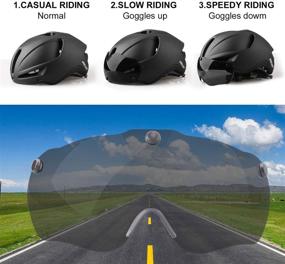 img 1 attached to 🚲 KINGLEAD Mountain Bike Helmet with USB Charging Light, Detachable Magnetic Goggle, UV 400 Protection, Carry Bag | Adjustable Adult Bicycle Helmet for Men Women | Road Cycling Helmet (KL-089)