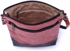 img 3 attached to Handmade Adjustable Leaf Leather Womens Crossbody Shoulder Bag - Purse