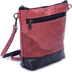 img 4 attached to Handmade Adjustable Leaf Leather Womens Crossbody Shoulder Bag - Purse