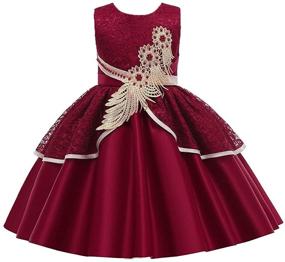 img 4 attached to Elegant Pageant Birthday Wedding Burgundy Girls' Clothing and Dresses